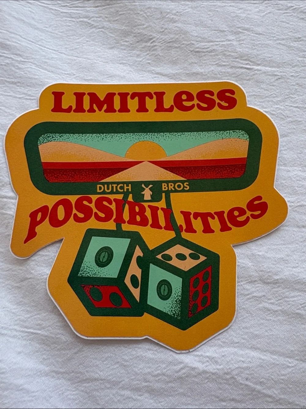 2 Dutch Bros Retro 2021 Limitless Possibilities Mirror Yellow Stickers Decal